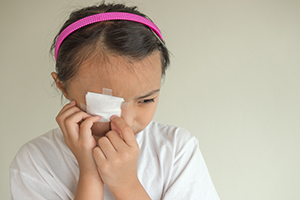 Medicine plaster patch on children injury wound eye